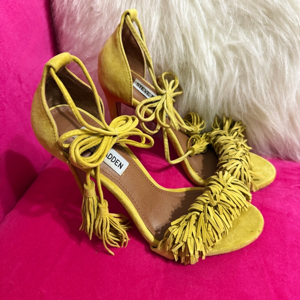 Steve Madden Mustard Fringe Heels